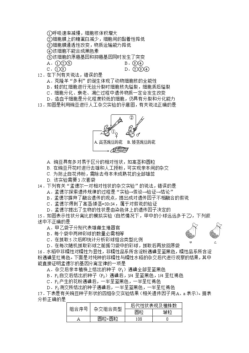 2021遂宁射洪中学高一下学期第三次月考生物试题含答案第3页