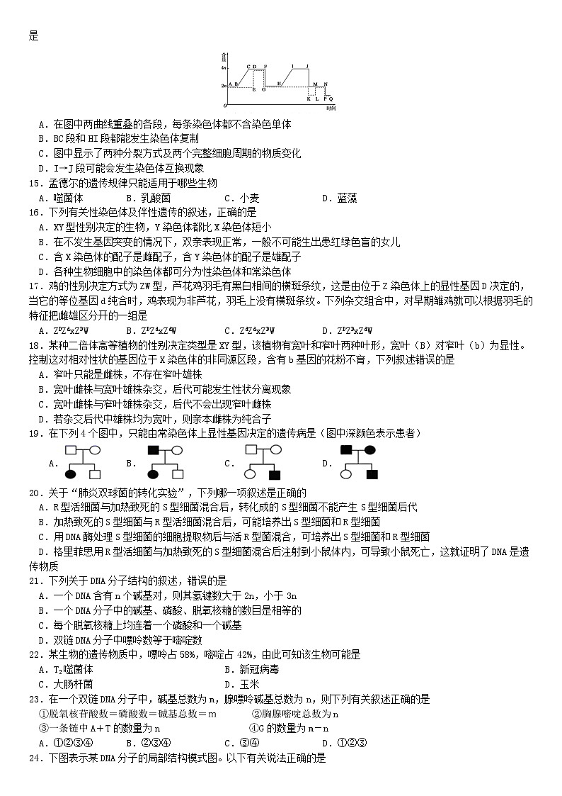 2021雅安中学高一下学期期中考试生物试题含答案03