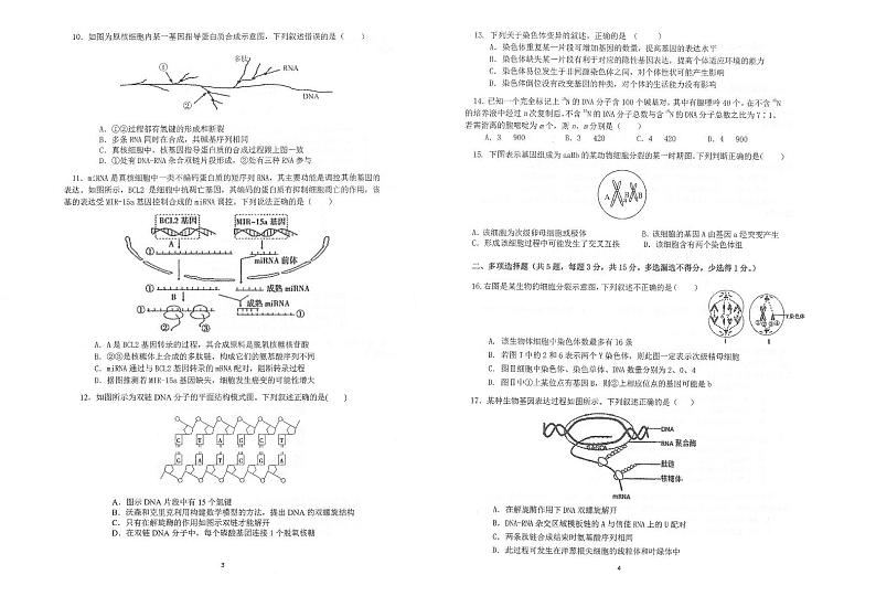 2021江苏省常熟中学高一下学期5月阶段学习质量抽测生物试题扫描版含答案02