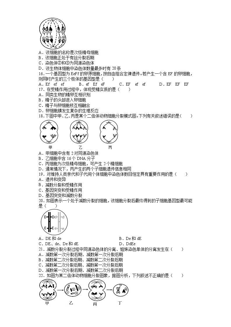 2021南充李渡中学高一下学期期中考试生物试题含答案第3页