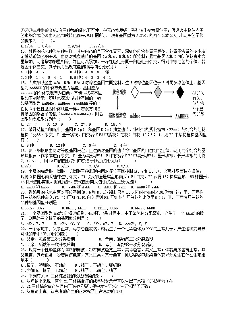 2021安徽省定远县育才学校高一下学期5月周测（5月17日）生物试题含答案02