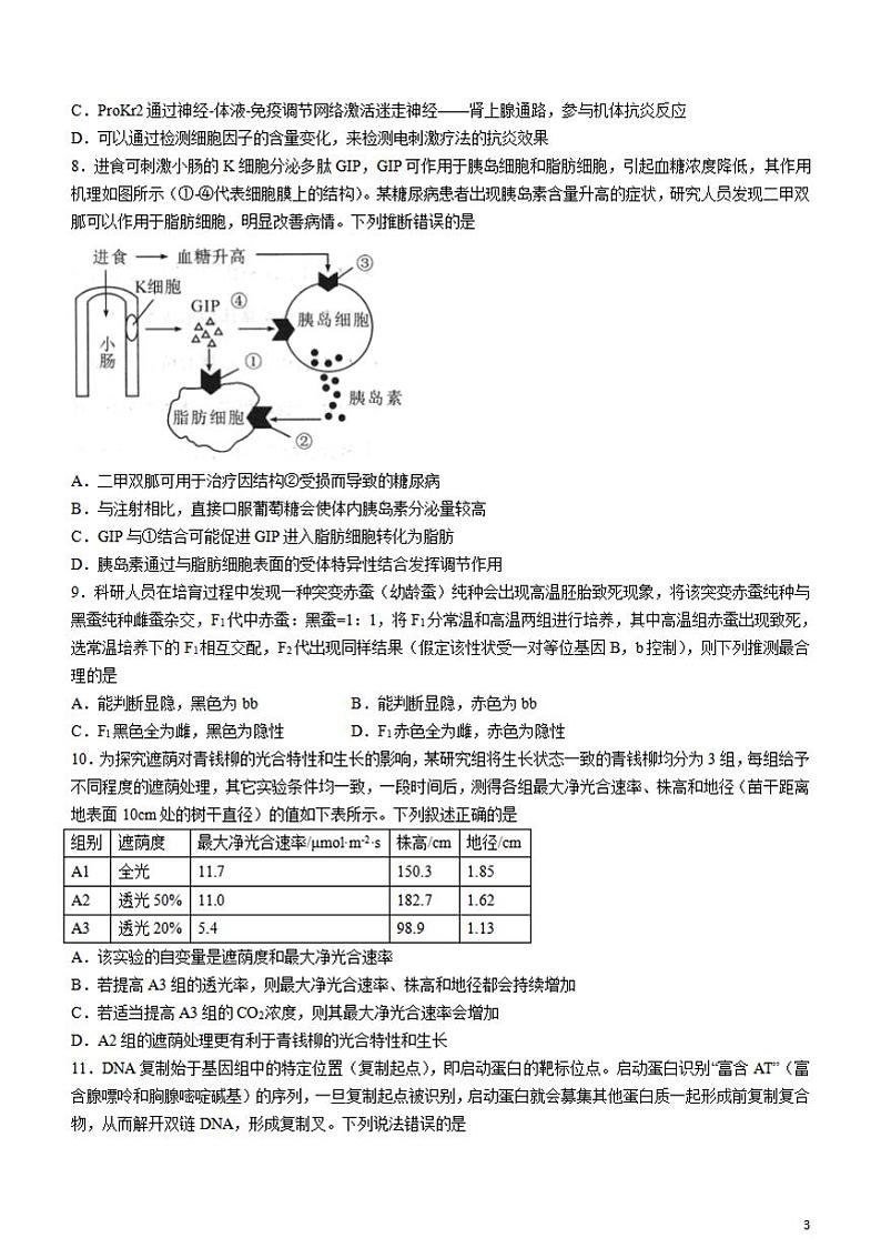 湖北省2021-2022学年高三下学期5月联考生物（含答案）第3页