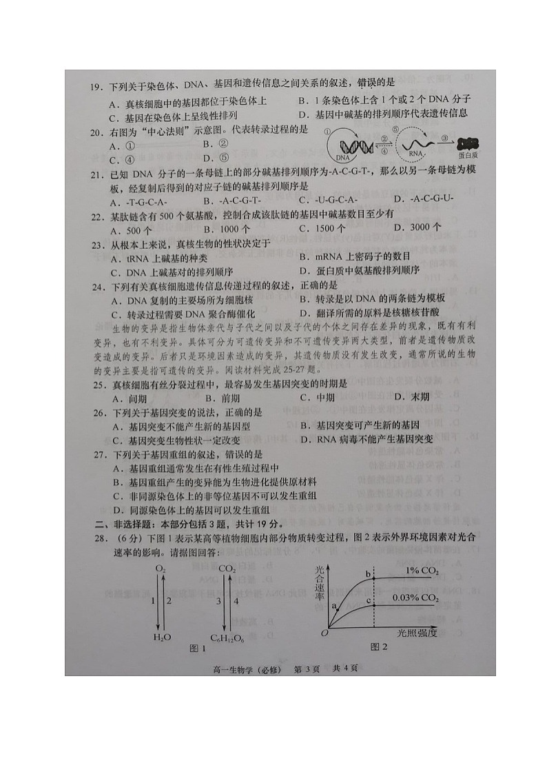 2021江苏省如皋市高一下学期第三次调研考试生物（必）试题图片版含答案03