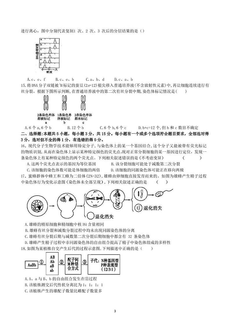 2021山东师大附中高一下学期期中学分认定考试生物试题PDF版含答案03