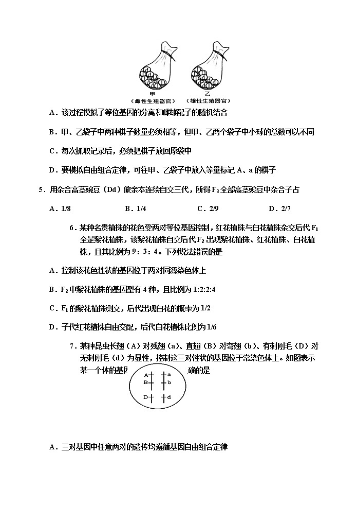 2021天津市七校高一下学期期中联考生物试题含答案第2页