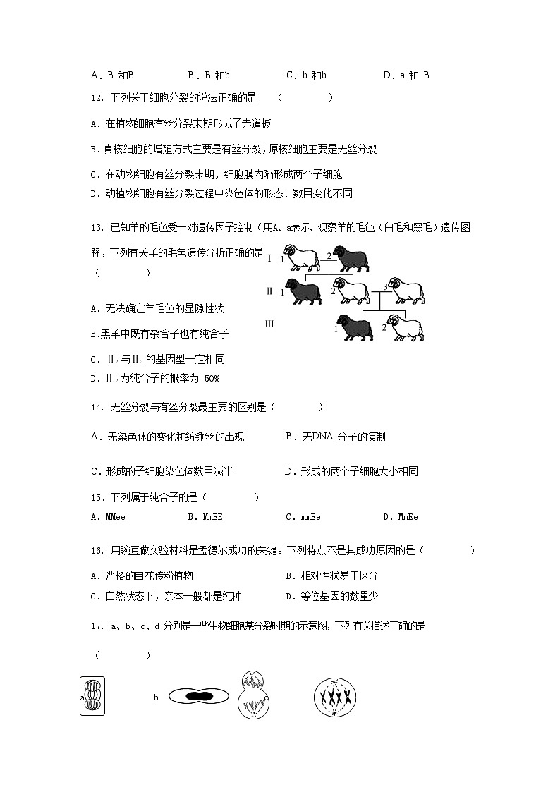2021天水一中高一下学期第一阶段考试生物（文）试题含答案第3页