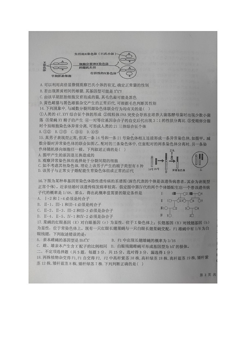 2021烟台二中高一4月月考生物试题（图片版）含答案03