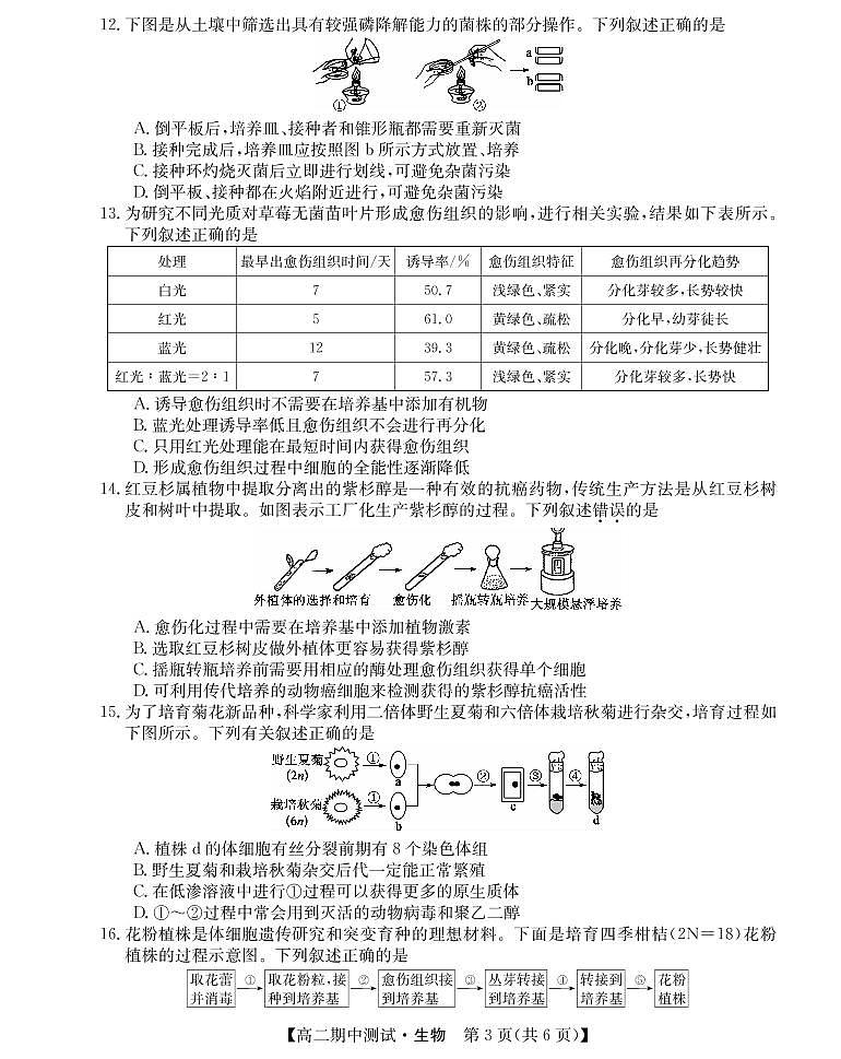 山西省运城市高中联合体2021-2022学年高二下学期期中测试生物试题PDF版第3页