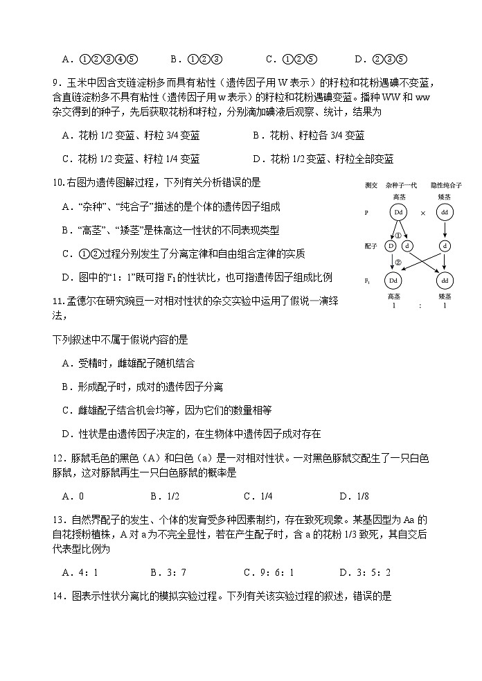 2021-2022学年甘肃省兰州市第一中学高一下学期期中考试生物试题含答案03