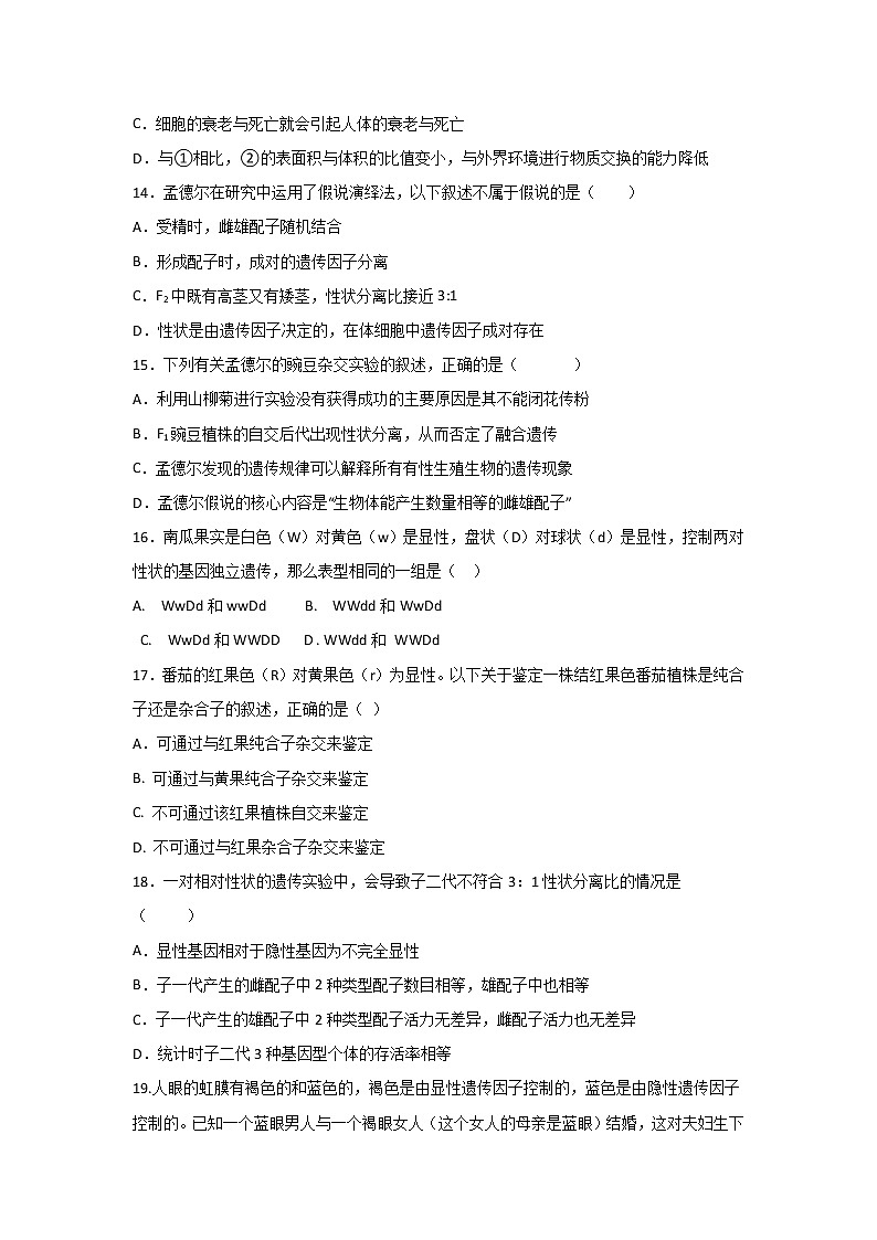 2021-2022学年广西省贺州市平桂区平桂高级中学高一下学期第一次月考生物试卷含答案第3页