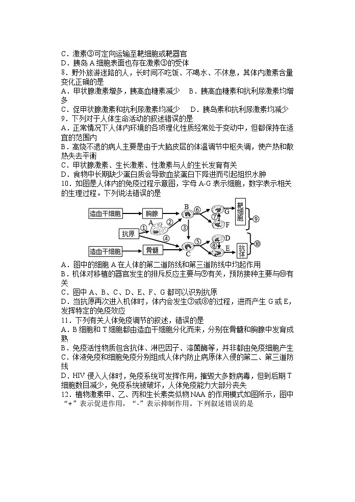 2021-2022学年甘肃省兰州市第一中学高二下学期期中考试生物试题含答案03
