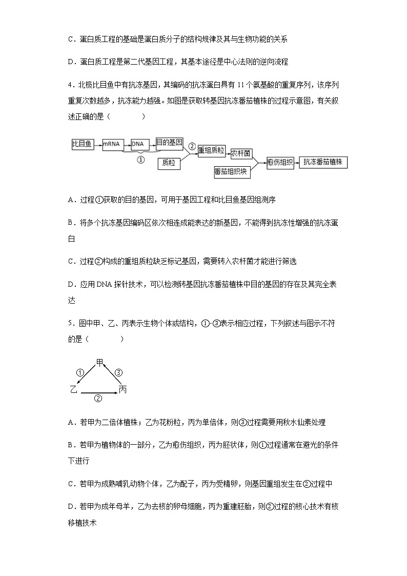 2021-2022学年河北石家庄市元氏县一中高二下学期第一次月考生物试题含解析第2页