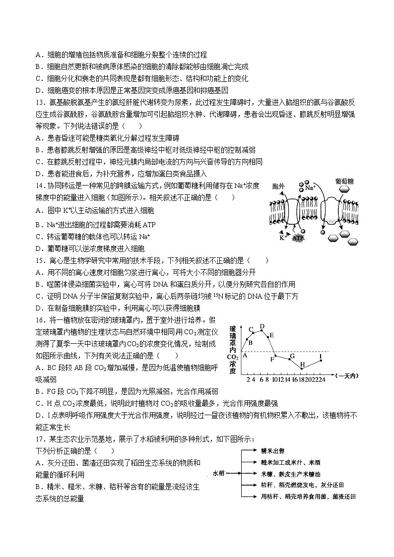 2021-2022学年河南省信阳高中高二下学期4月月考生物试题含答案第3页