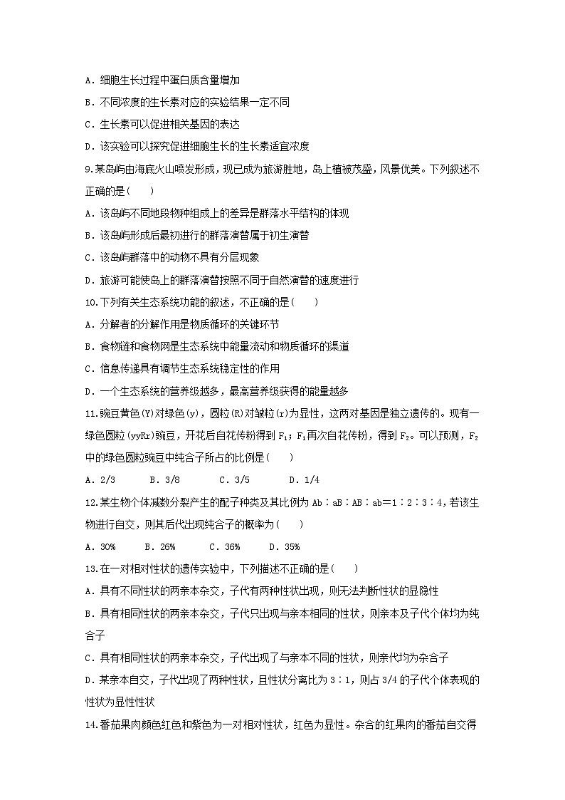 2021-2022学年陕西省西安市长安区第一中学高二上学期期末教学质量检测生物（理）试题含答案03