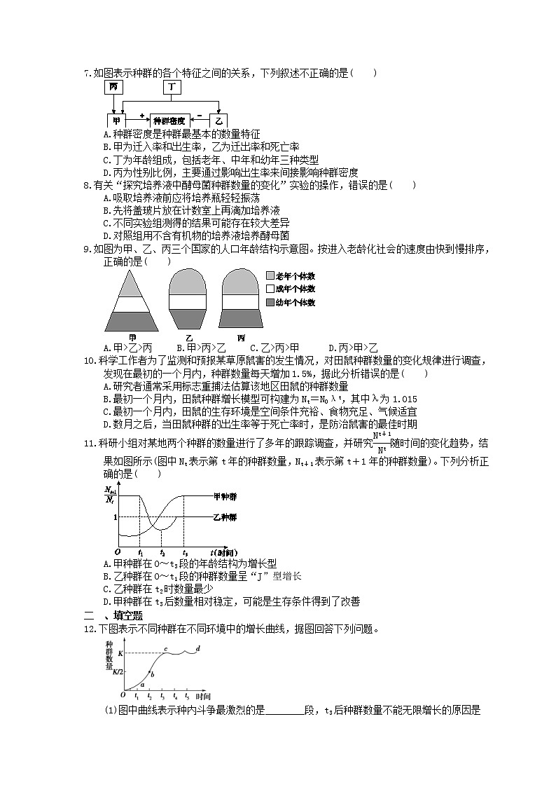 2023年高考生物一轮复习课时练29《种群的特征及数量变化》(含答案)02