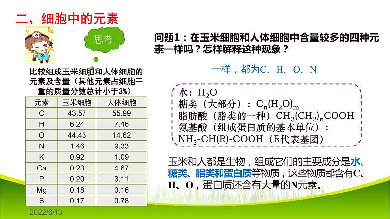 2.1 细胞中的元素和化合物 课件-2021-2022学年人教版（2019）高一生物必修一06