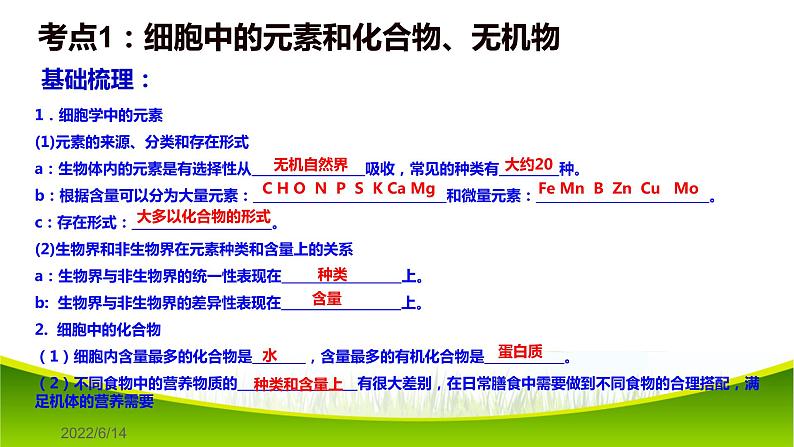 第二章 组成细胞的分子 单元复习 课件-2021-2022学年人教版（2019）高一生物必修一03