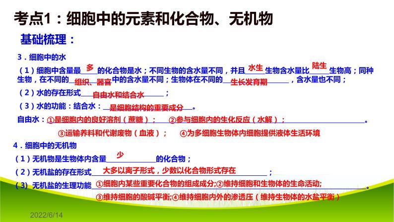 第二章 组成细胞的分子 单元复习 课件-2021-2022学年人教版（2019）高一生物必修一04