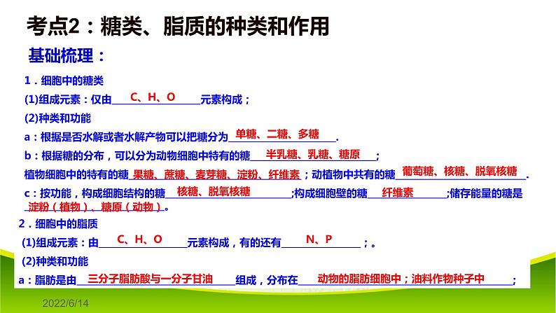 第二章 组成细胞的分子 单元复习 课件-2021-2022学年人教版（2019）高一生物必修一07