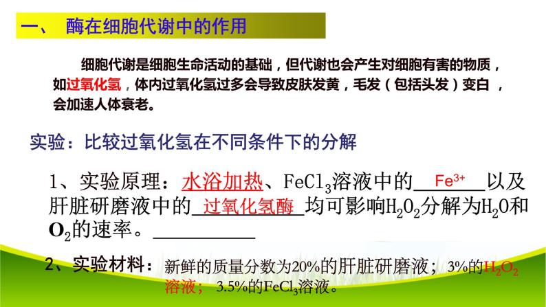 5.1 降低化学反应活化能的酶 第一课时 课件-2021-2022学年人教版（2019）高一生物必修一05