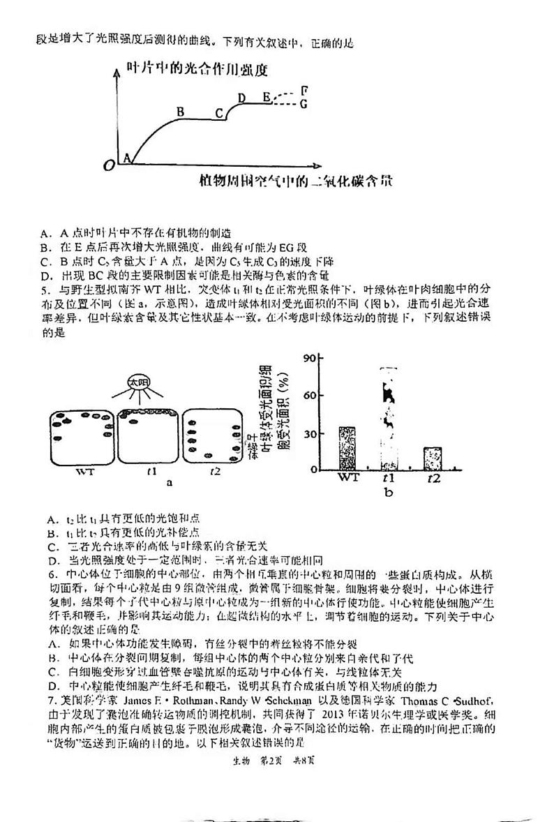 2022枣庄三中高三上学期第一次月考生物试题扫描版含答案02