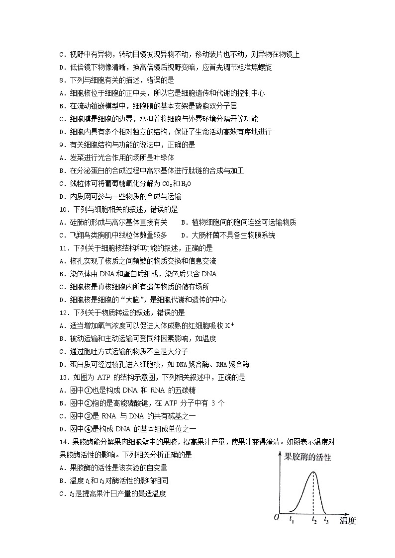 2021甘肃省嘉陵关市一中高三下学期四模考试生物试题含答案第2页