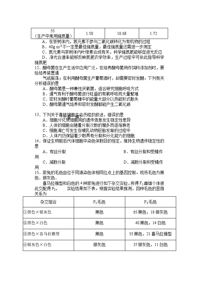 2022长春高三上学期质量监测（一）生物试题含答案03