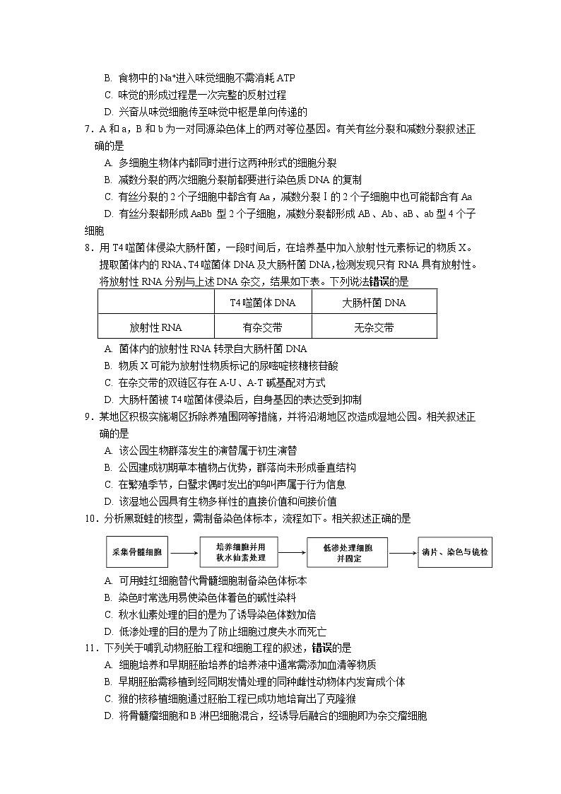 2022江苏省如东高级中学高三上学期第一次学情检测生物试题含答案第2页