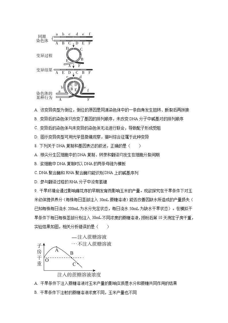 2022河北省省级联测高三上学期第一次考试生物试题含答案03