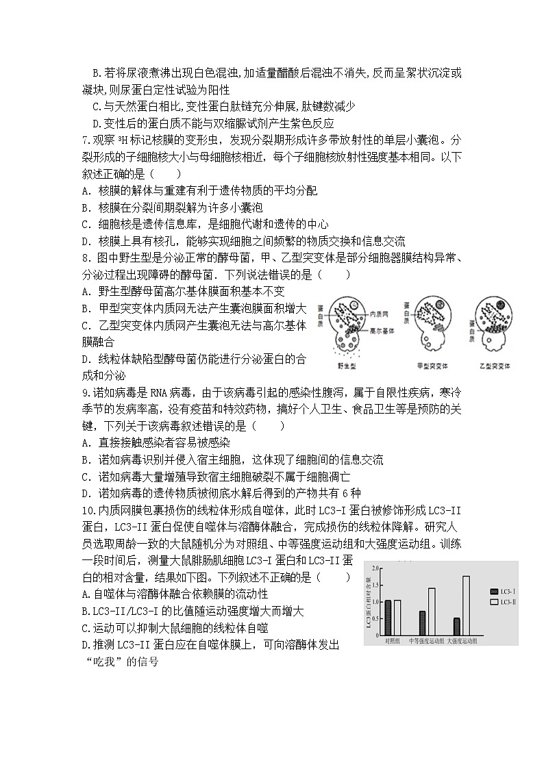 2022武平县一中高三上学期第一次月考生物试题含答案第2页