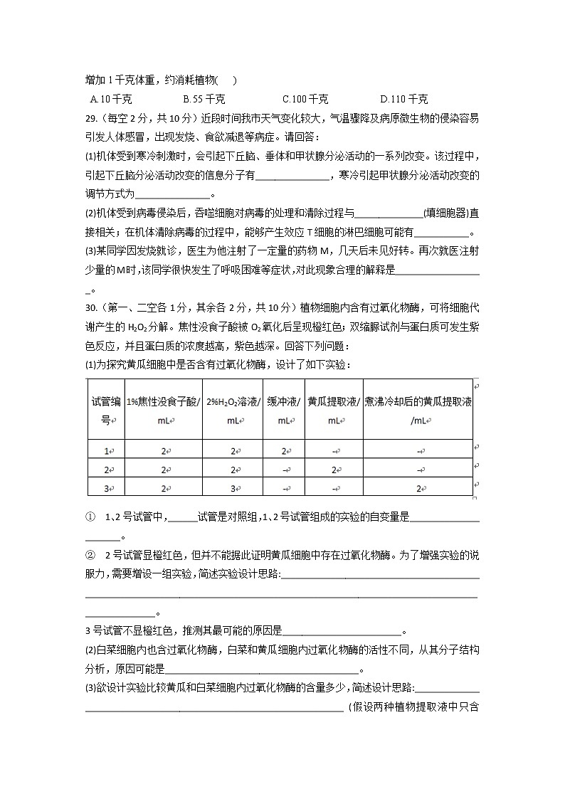 2022山西省怀仁市一中校高三上学期8月摸底（第一次月考）生物试题含答案第2页