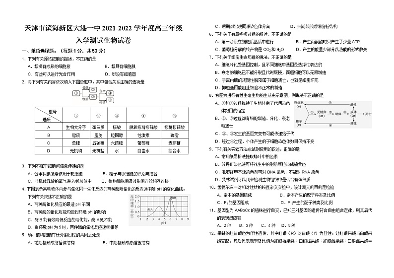 生物试题(排版)第1页
