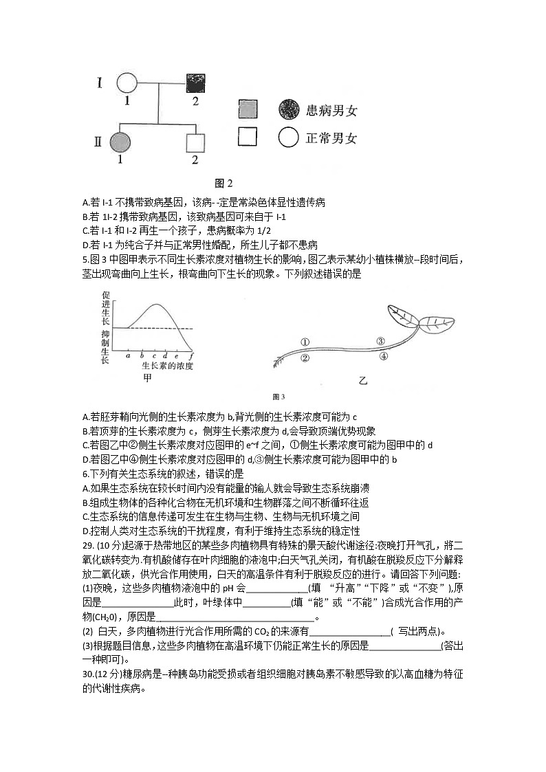 2022云南省师大附中高三上学期高考适应性月考卷（二）理科综合生物试题含答案第2页
