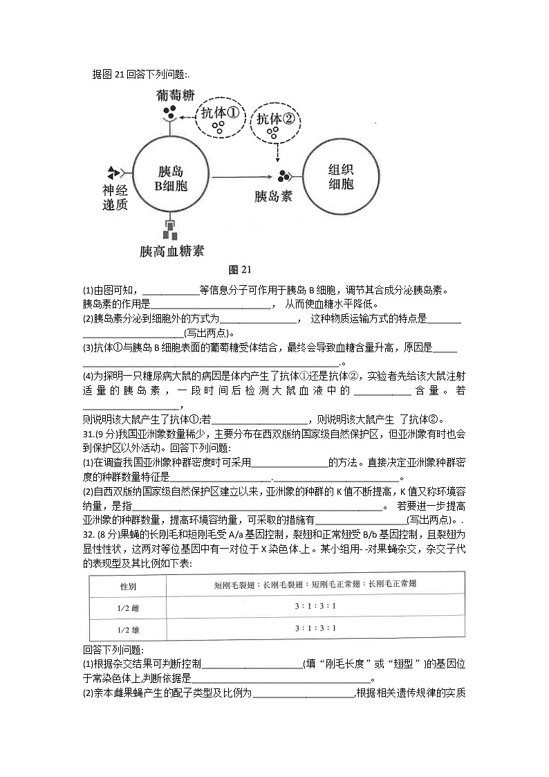 2022云南省师大附中高三上学期高考适应性月考卷（二）理科综合生物试题含答案第3页
