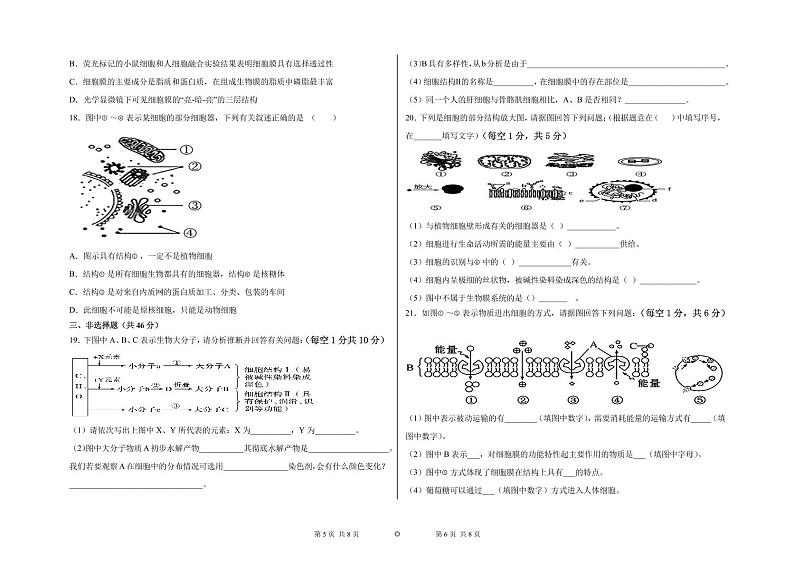 2022河北深州长江中学高三上学期7月第一次月考生物试题PDF版含答案第3页