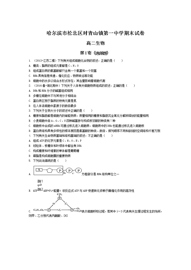 2021省哈尔滨松北区对青山镇一中高二下学期期末考试生物试题含答案01