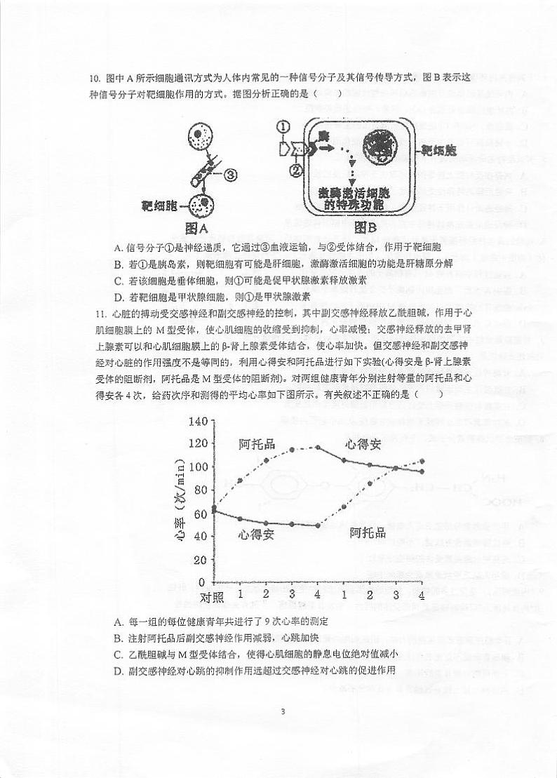 2022泰州中学高二上学期第一次月度检测生物试题扫描版含答案第3页