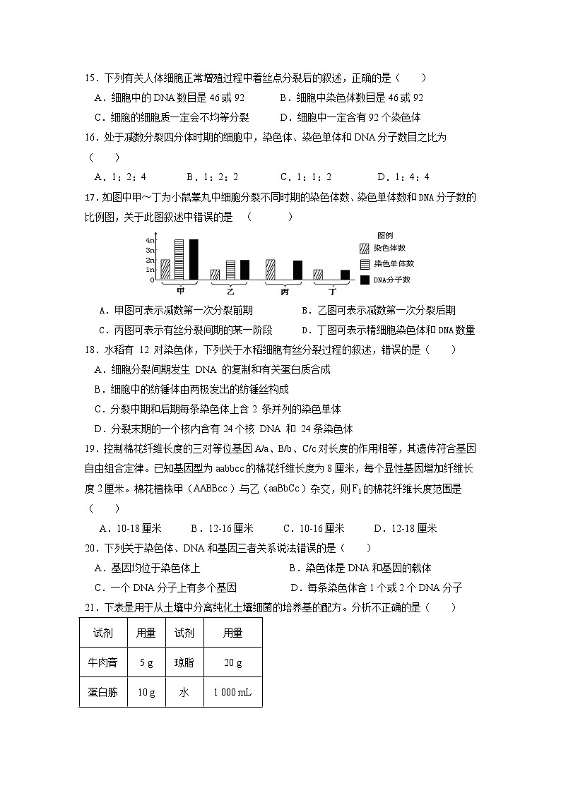 2021四川省江油中学高二下学期期中考试生物试题含答案第3页