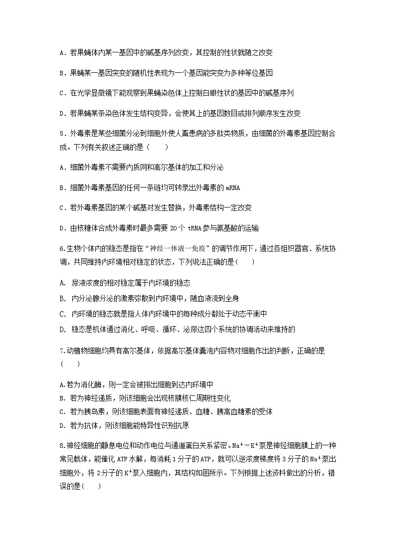 2021河北省正定中学高二上学期第三次月考生物试题含答案02