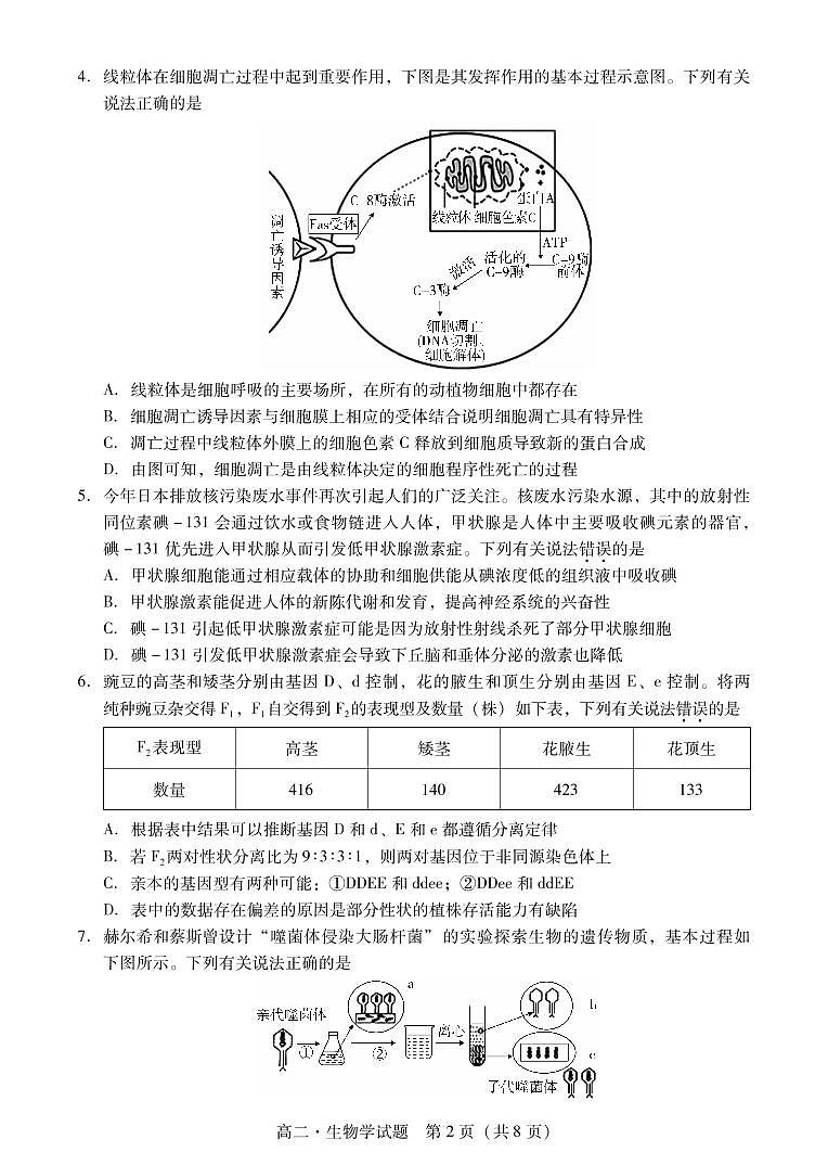 2021汕尾高二下学期期末考试生物试题PDF版含答案02