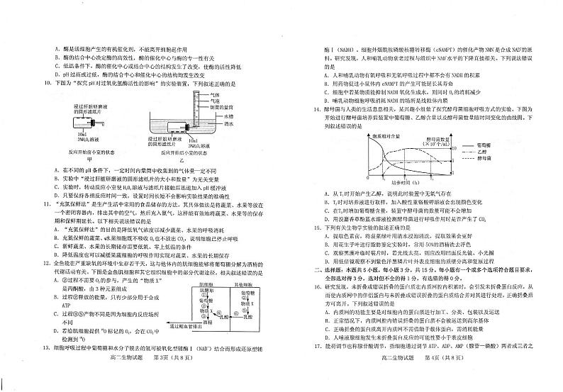 山东省招远市第一中学2020-2021学年高二第二学期期末学业水平诊断生物试卷（扫描版）第2页