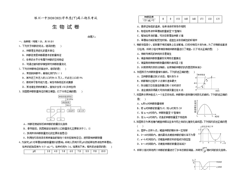 2021银川一中高二下学期期末考试生物试卷含答案01