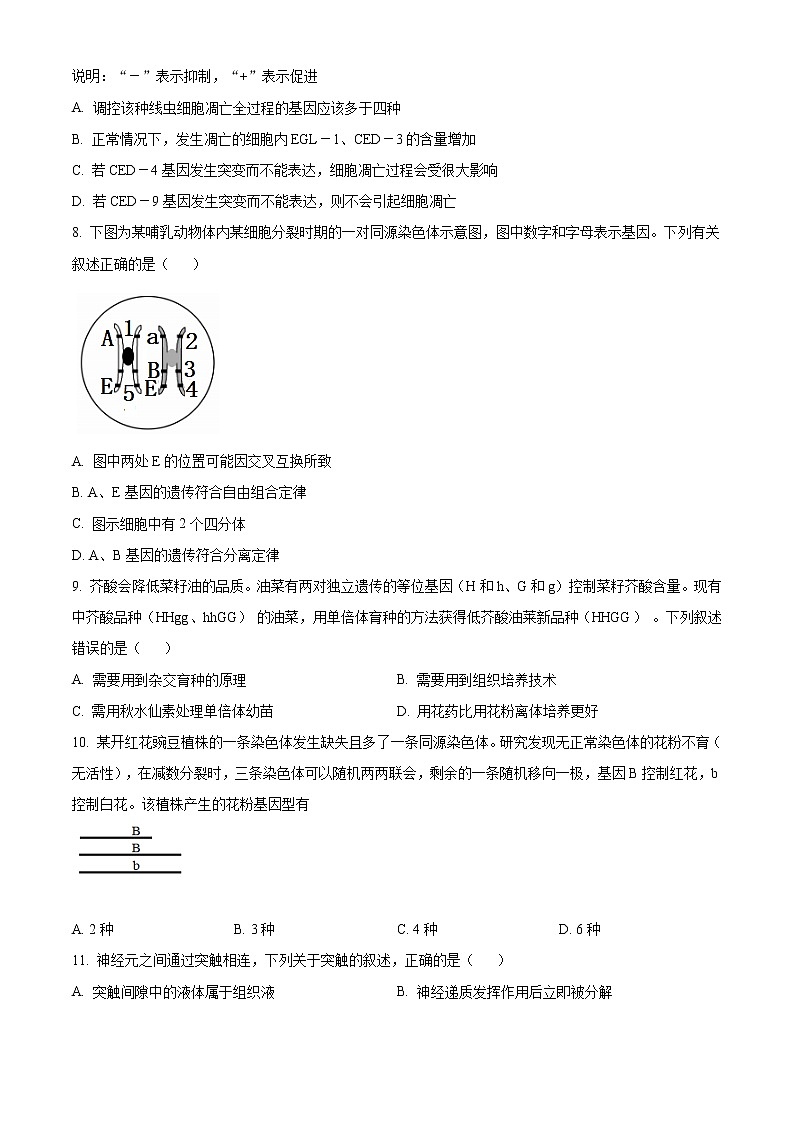 2021如皋高二下学期第三次调研考试生物试题含答案03