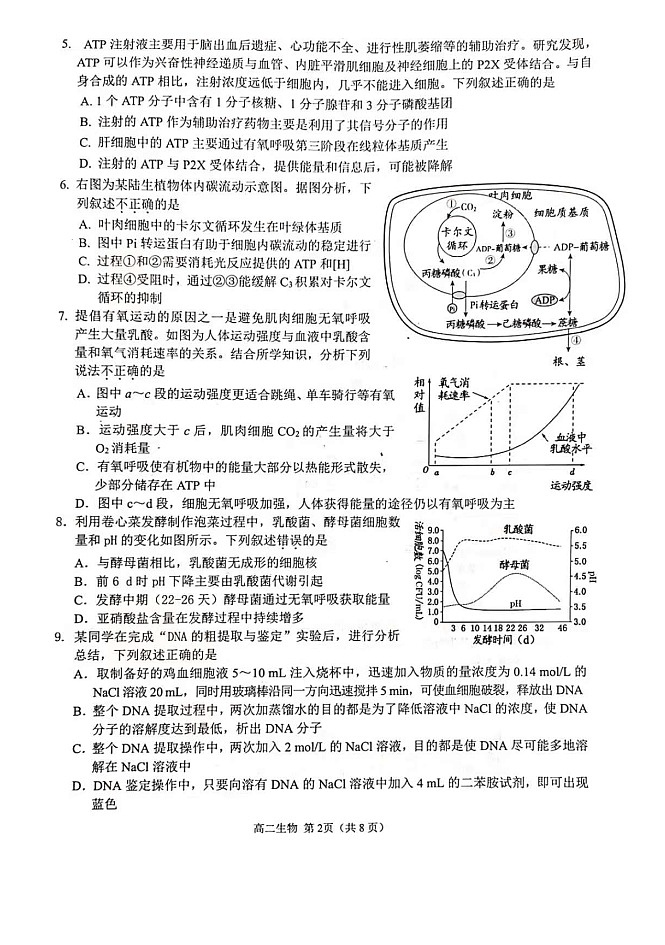 2021扬州高二下学期期末生物试题图片版含答案第2页