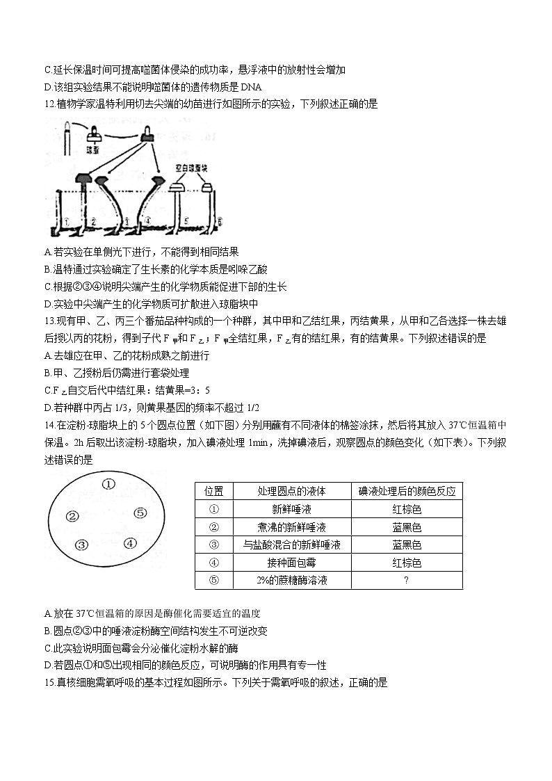 2021舟山高二下学期期末检测生物试卷含答案第3页
