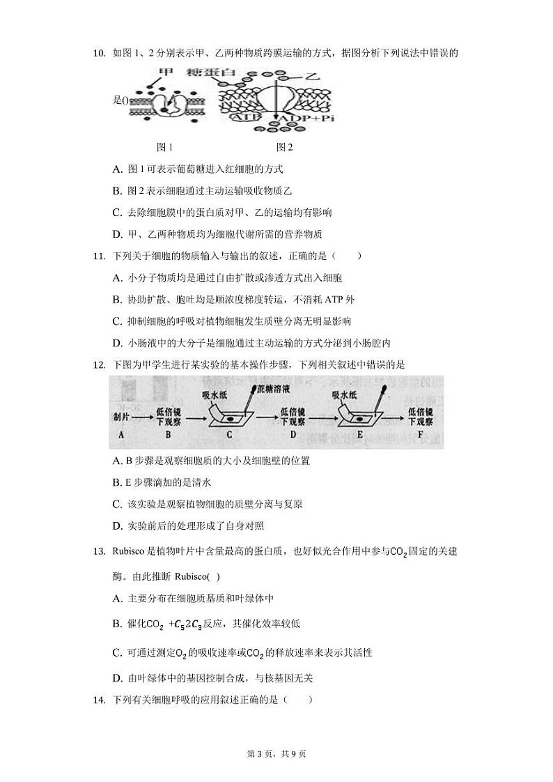 2021济南长清一中高二下学期基础部6月周测（一）生物试卷PDF版含答案第3页