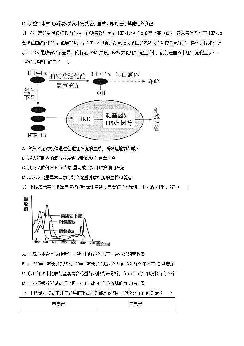 2021杭州高二下学期期末生物试题含答案第3页