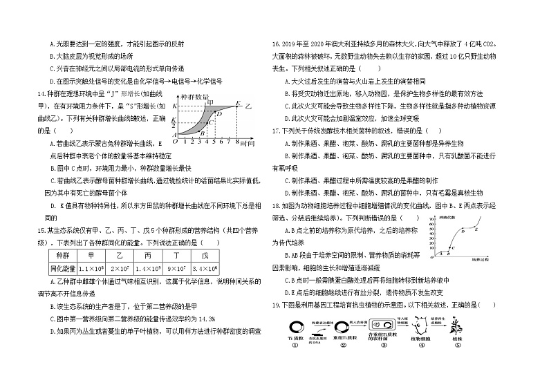 2021华中师范大学琼中附中高二下学期六月月考生物试题含答案第3页