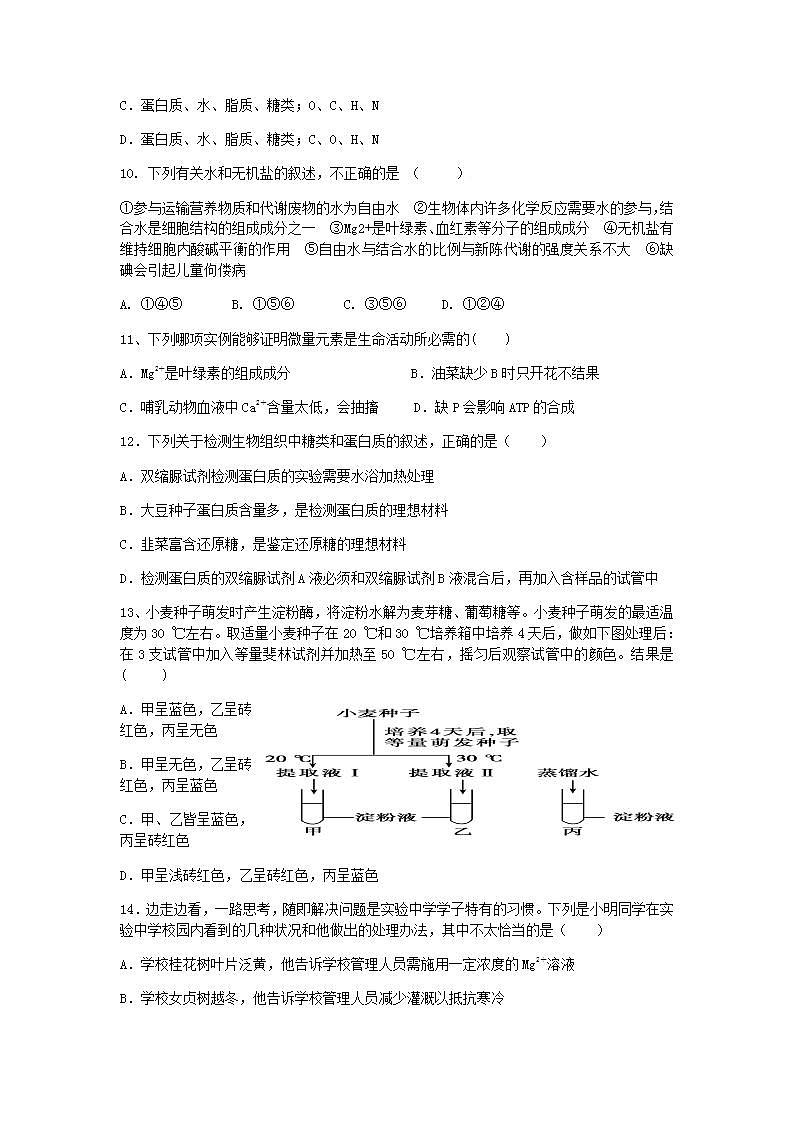 2022揭阳普宁华侨中学高一上学期第一次月考生物试题含答案第3页