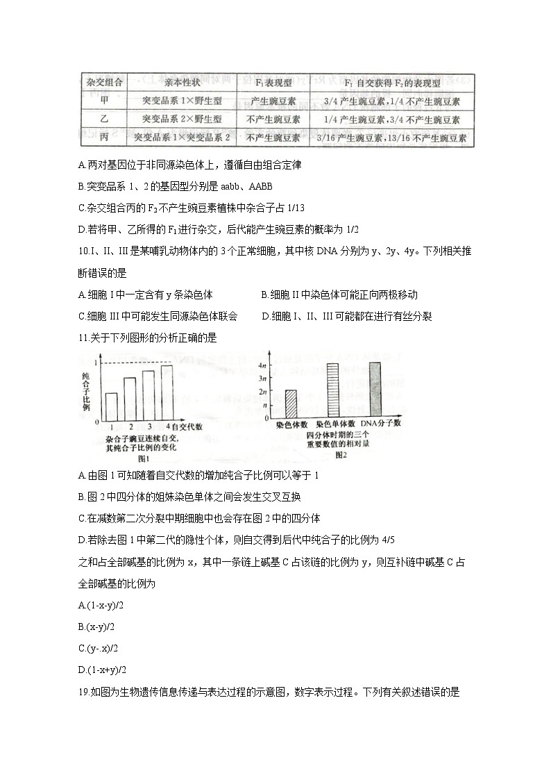 2021河南省九师联盟高一下学期6月联考生物含答案第3页